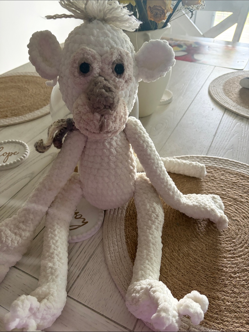 Plush Cream Monkey Stuffed Animal - Soft Cozy Toy